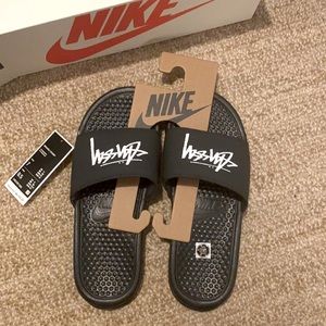 Stussy x Nike 8.5W / 7M Black Slides - NEW